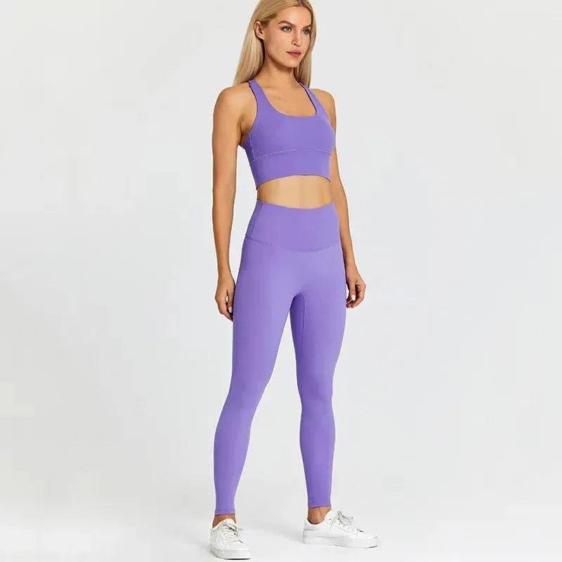 Women Training Gym Sports Bra Leggings 2 Piece Fitness Clothing Wear Yoga Sets - Allen-Fitness