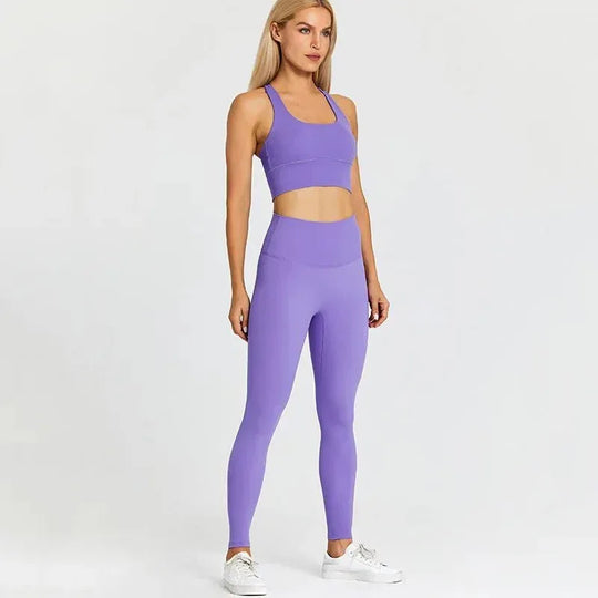 Women Training Gym Sports Bra Leggings 2 Piece Fitness Clothing Wear Yoga Sets - Allen-Fitness