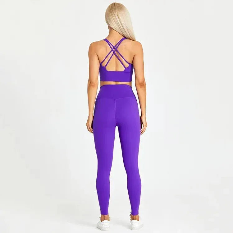 Women Training Gym Sports Bra Leggings 2 Piece Fitness Clothing Wear Yoga Sets - Allen-Fitness