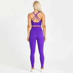 Women Training Gym Sports Bra Leggings 2 Piece Fitness Clothing Wear Yoga Sets - Allen-Fitness
