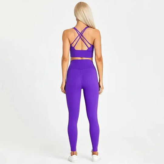 Women Training Gym Sports Bra Leggings 2 Piece Fitness Clothing Wear Yoga Sets - Allen-Fitness