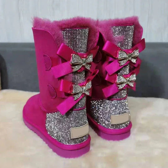 Warm winter boots outside two Bow pretty Women Boots, High Quality Warm snow boots in winter - Allen-Fitness