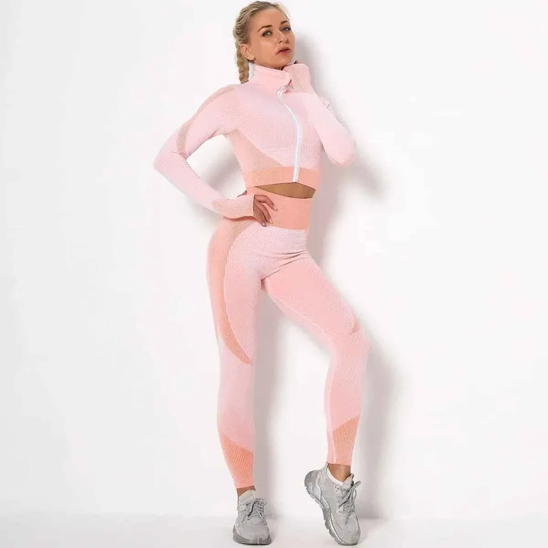 Women Long Sleeve and Pants Leggings Set Fitness Training Wear - Allen-Fitness