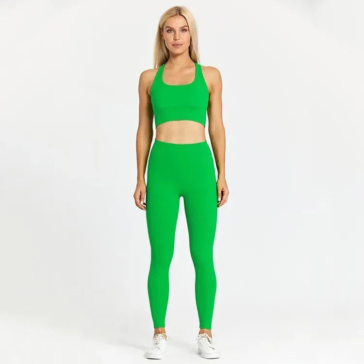 Women Training Gym Sports Bra Leggings 2 Piece Fitness Clothing Wear Yoga Sets - Allen-Fitness