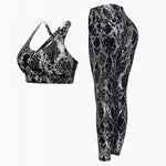 Fitness Sport Bra and Yoga Pants Set Snake Skin Gold Printing - Allen-Fitness