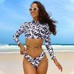 Comfortable Fit Long Sleeve Back Print Swimsuit - UV Protection - Allen-Fitness