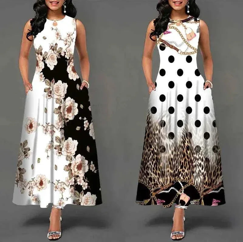 Summer Sleeveless Plus Size Women's Evening Dress - Bohemian Retro Casual Dresses - Allen-Fitness