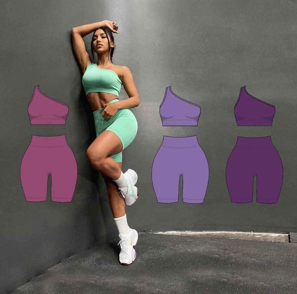 Women's sports two piece yoga suit fitness yoga set crop top and leggings gym training workout - Allen-Fitness