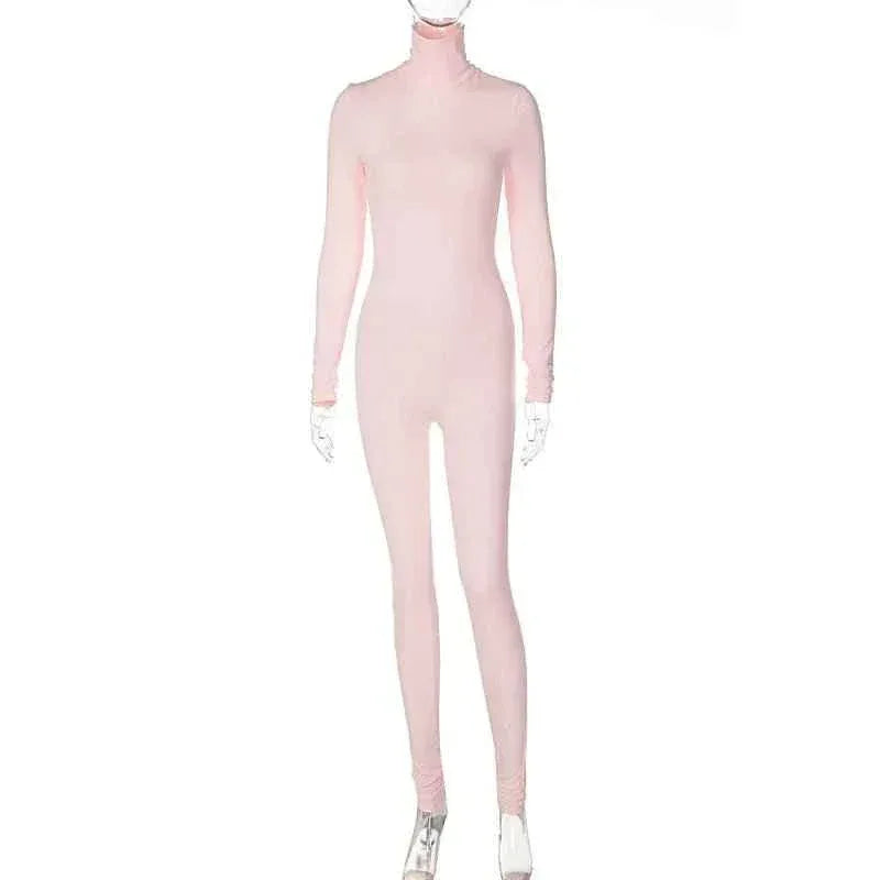 Fall Solid Long Sleeves yoga Rompers Women Ladies jogging wear new style One Piece stretch bodycon Jumpsuit - Allen-Fitness
