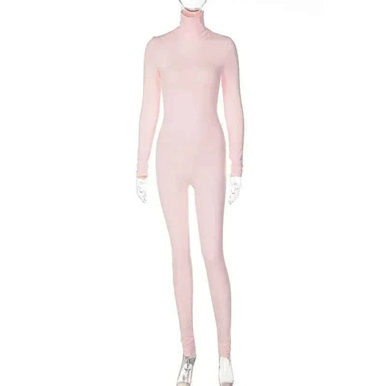Fall Solid Long Sleeves yoga Rompers Women Ladies jogging wear new style One Piece stretch bodycon Jumpsuit - Allen-Fitness