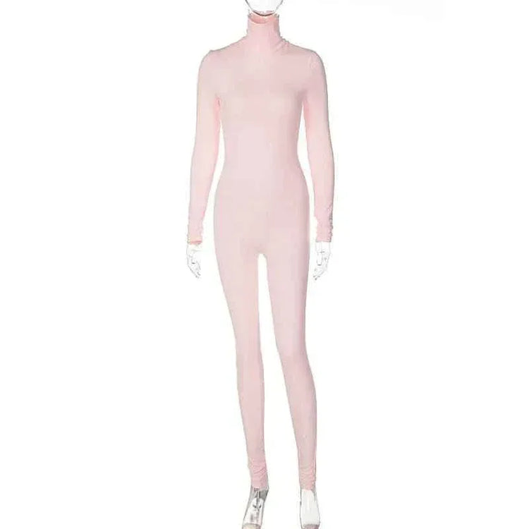 Fall Solid Long Sleeves yoga Rompers Women Ladies jogging wear new style One Piece stretch bodycon Jumpsuit - Allen-Fitness