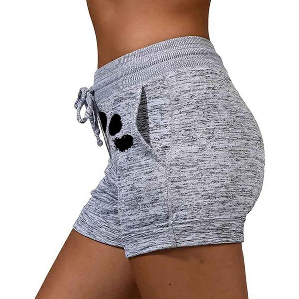 Women Summer Plus Size Shorts Cats Claw Print Drawstring Short Pants Loose Sports Fitness Breathable Shorts - Allen-Fitness