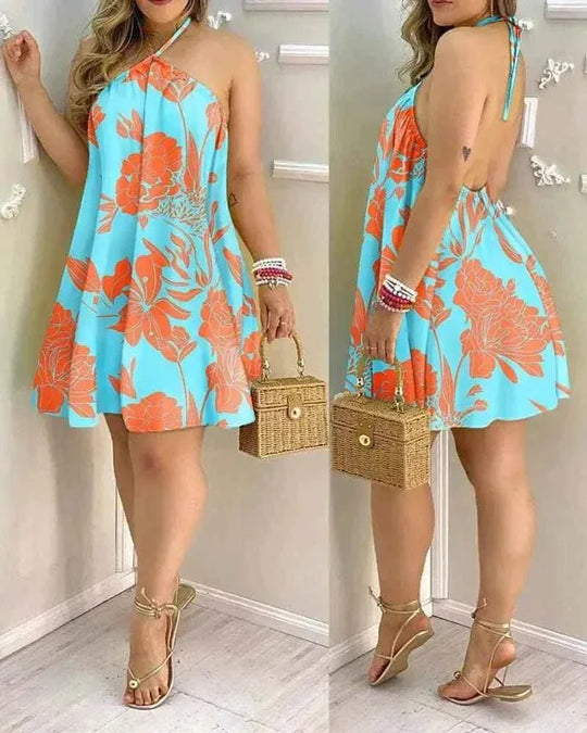 Summer Bohemian Style High Waist Pleated Short Skirt Dress - Elegant Casual Dress for Women - Allen-Fitness