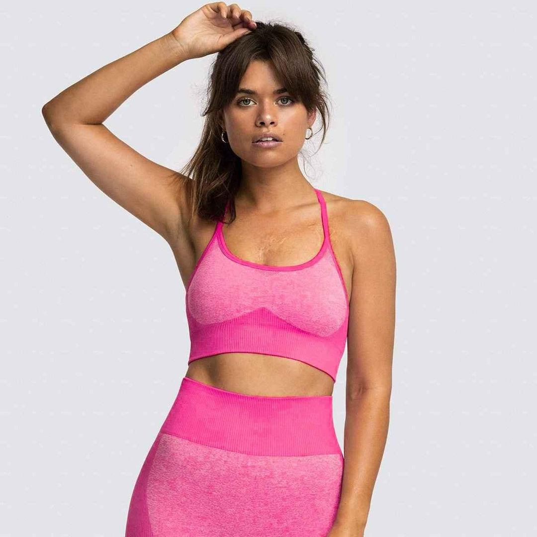 2 Piece Set Seamless Gym Wear Leggings for Women with Breathable Yoga Bra - High Quality Activewear - Allen-Fitness