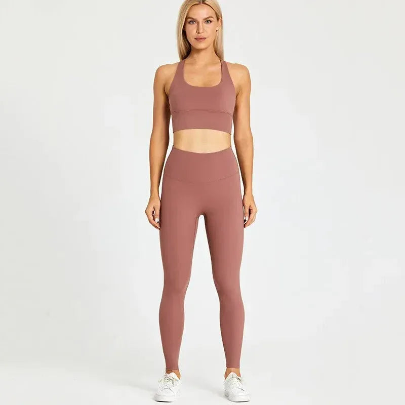 Women Training Gym Sports Bra Leggings 2 Piece Fitness Clothing Wear Yoga Sets - Allen-Fitness