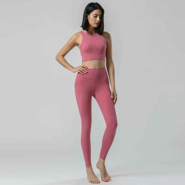 New gym fitness sets High Waist Squat Proof Leggings Active Wear Sport Bra Gym Pants Private Label Fitness Yoga Set - Allen-Fitness