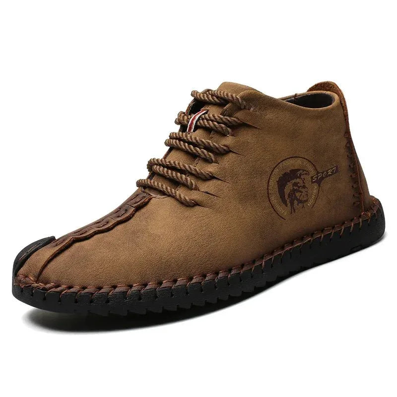 Mens Shoes Walking Flats boots Fashion Lace up High Top Big Size Shoes - Allen-Fitness