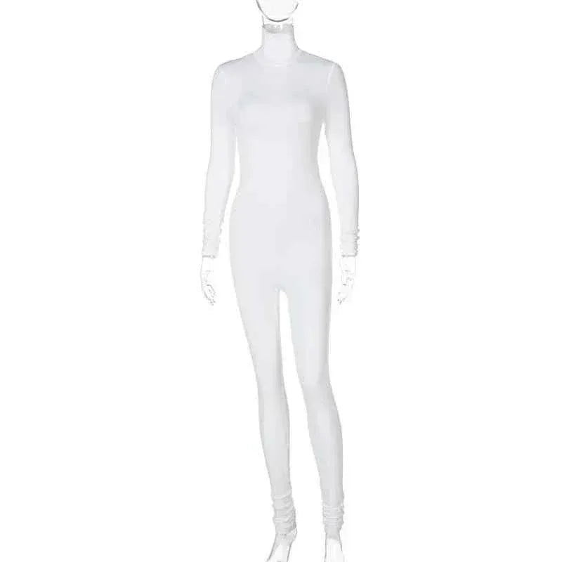 Fall Solid Long Sleeves yoga Rompers Women Ladies jogging wear new style One Piece stretch bodycon Jumpsuit - Allen-Fitness