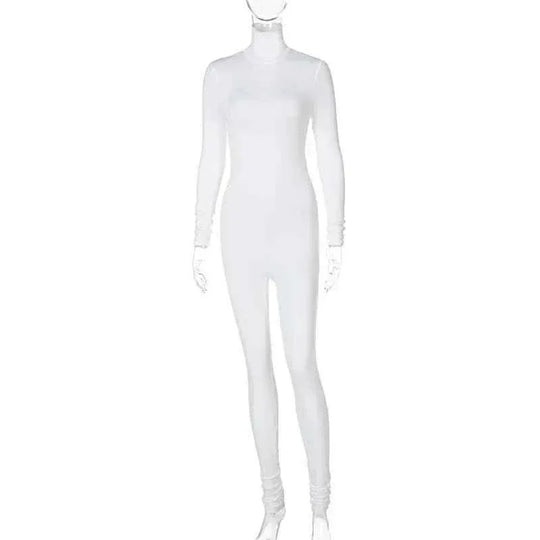 Fall Solid Long Sleeves yoga Rompers Women Ladies jogging wear new style One Piece stretch bodycon Jumpsuit - Allen-Fitness