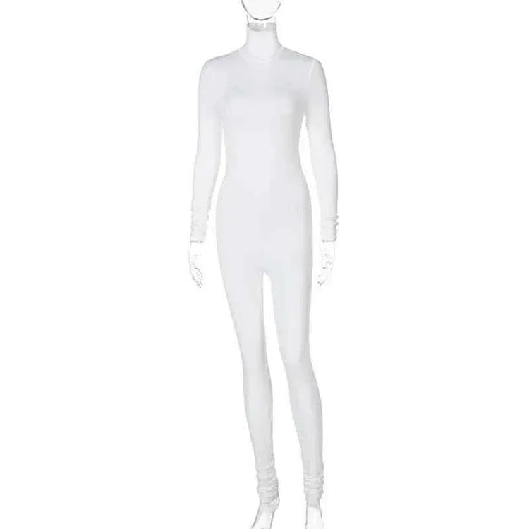 Fall Solid Long Sleeves yoga Rompers Women Ladies jogging wear new style One Piece stretch bodycon Jumpsuit - Allen-Fitness