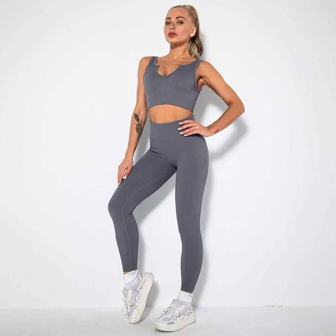 Seamless Sexy 2 Piece Active Wear Set - Women&