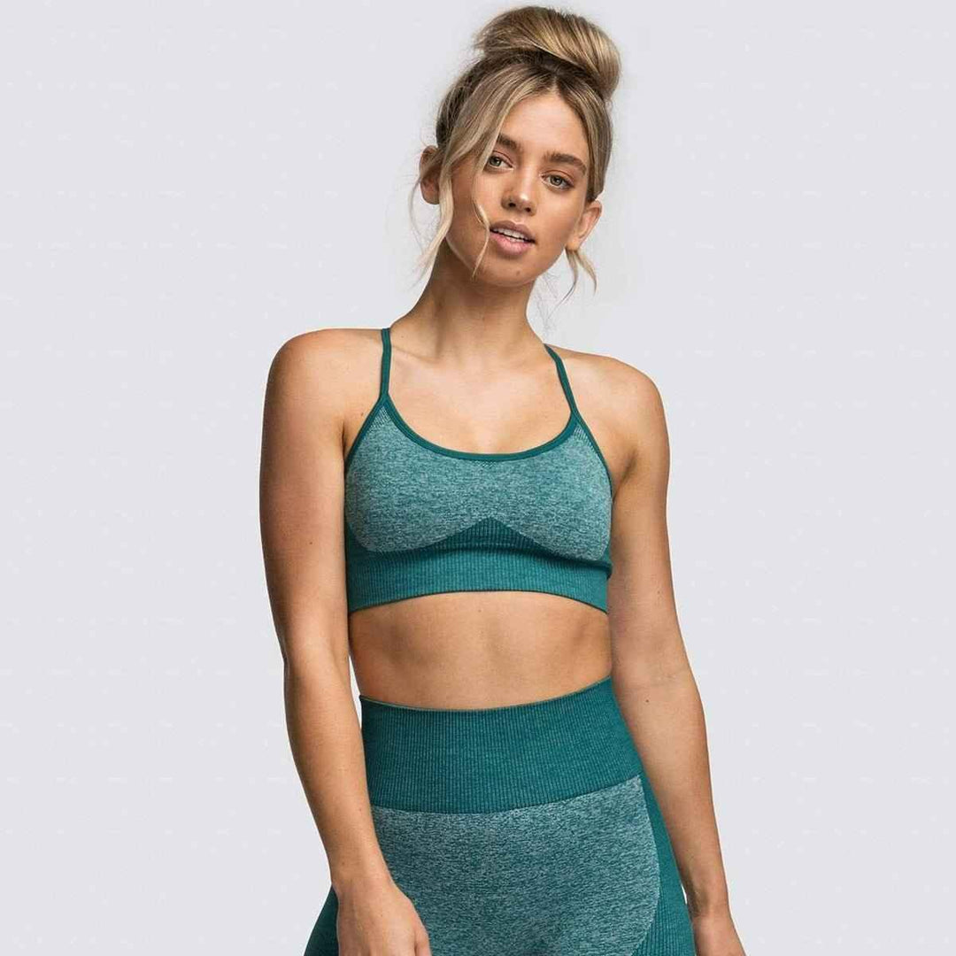 2 Piece Set Seamless Gym Wear Leggings for Women with Breathable Yoga Bra - High Quality Activewear - Allen-Fitness