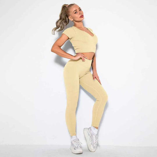 Seamless Sexy 2 Piece Active Wear Set - Women&