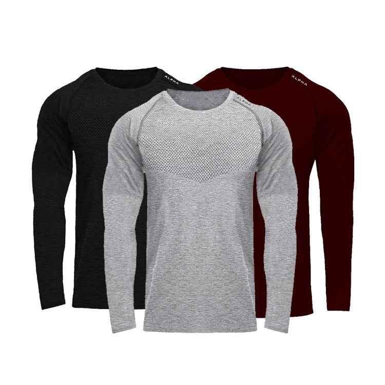 O Neck Long Sleeve Mesh Quick Dry Athletic T Shirt for Men - Allen-Fitness