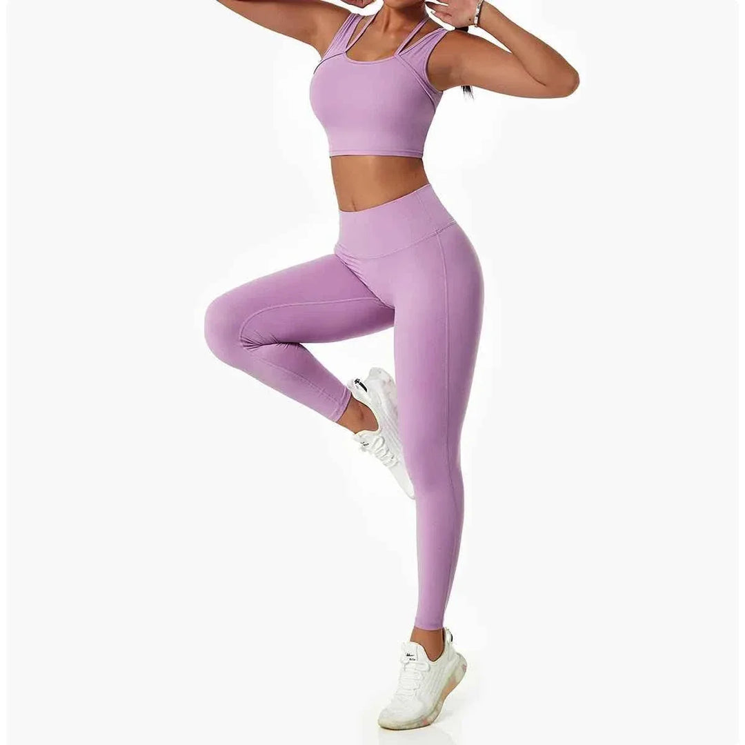 New Fitness Gym Sets 4-Piece Long Sleeve Hoodie Tracksuit Bra Leggings Workout Apparel Yoga Set for Women - Allen-Fitness