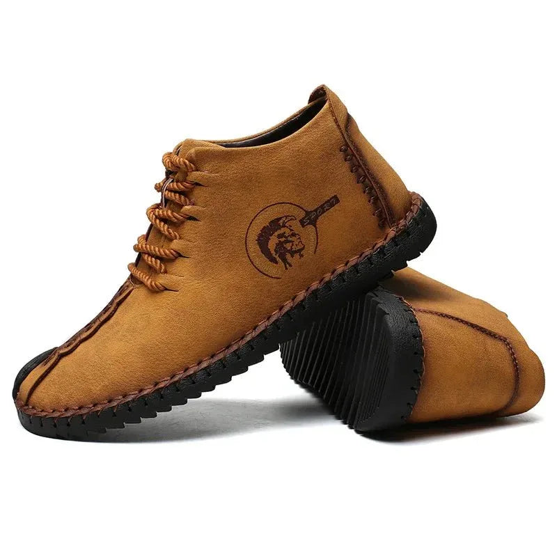 Mens Shoes Walking Flats boots Fashion Lace up High Top Big Size Shoes - Allen-Fitness