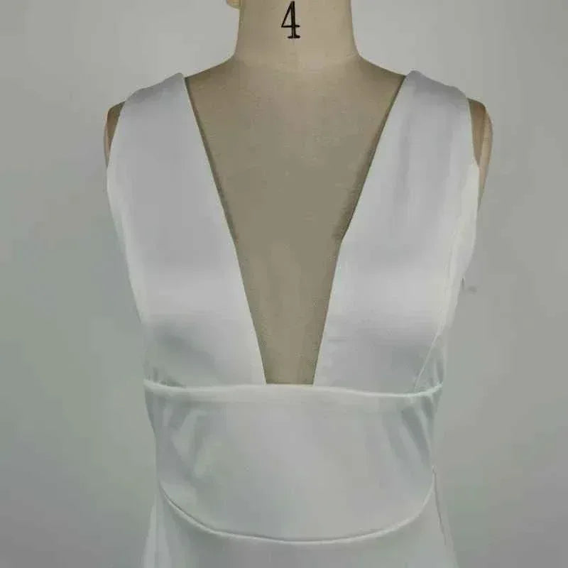 Elegant white V-Neck Evening Dress Women Fine Lace Party Ball Gown Sexy Princess Dress Wedding Gowns Girl - Allen-Fitness