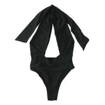 Sexy Lady Hanging Neck One-Piece Swimsuit - Solid Color - Womens Swimwear - Allen-Fitness