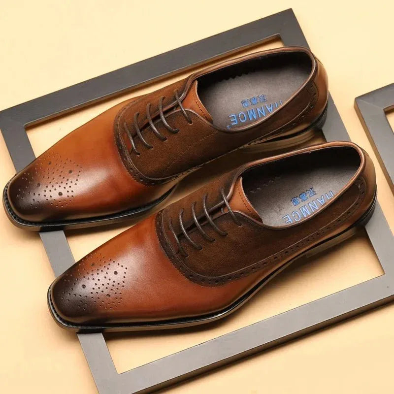 Genuine Leather Oxford Dress Shoes for Men - Breathable - 10 Colors - Allen-Fitness