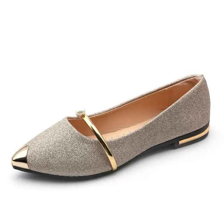 Low Heel Loafers Women Pointed Toe Pumps Elegant Flat Dress Shoes for Ladies - Allen-Fitness