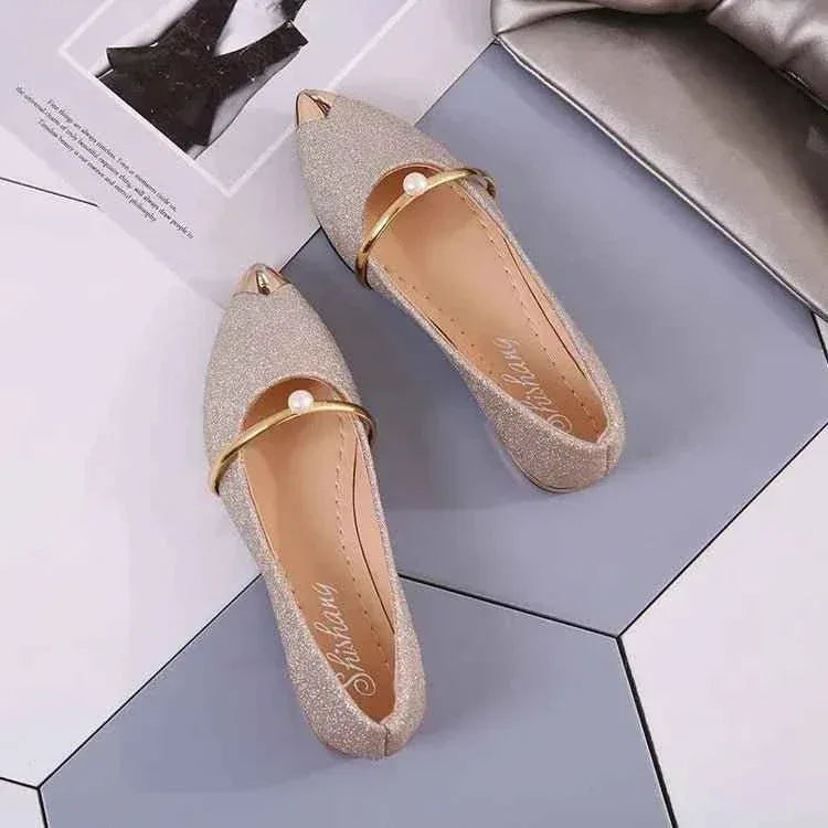 Low Heel Loafers Women Pointed Toe Pumps Elegant Flat Dress Shoes for Ladies - Allen-Fitness