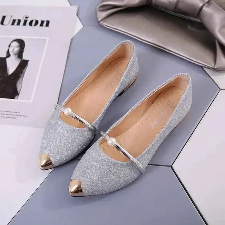 Low Heel Loafers Women Pointed Toe Pumps Elegant Flat Dress Shoes for Ladies - Allen-Fitness