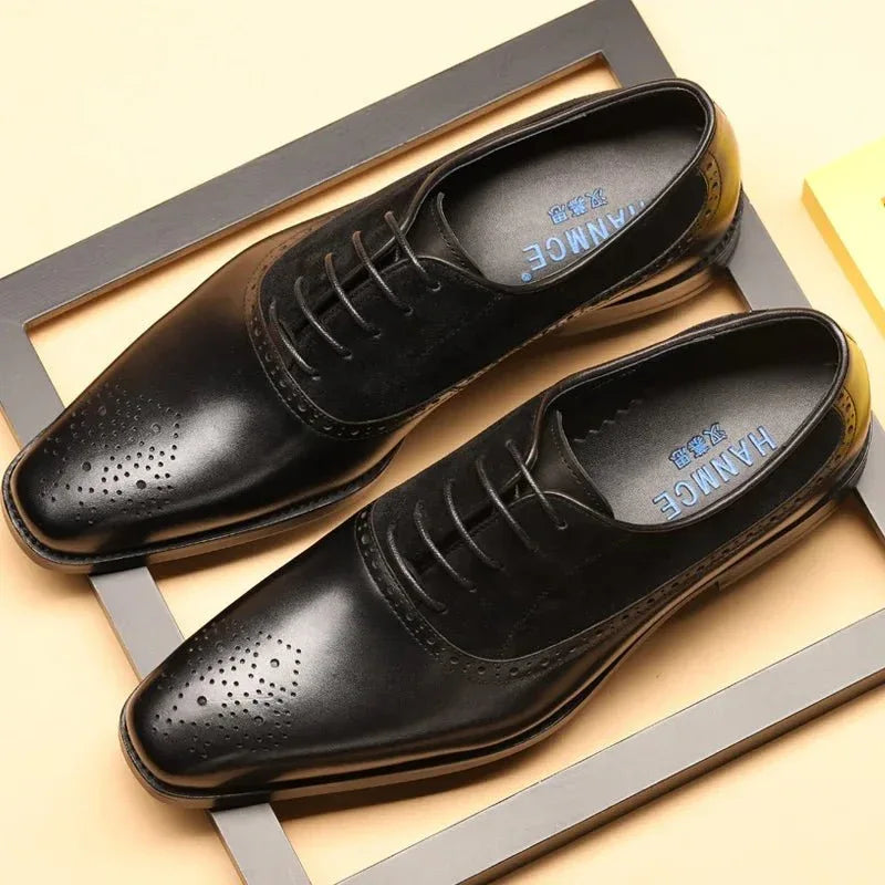 Genuine Leather Oxford Dress Shoes for Men - Breathable - 10 Colors - Allen-Fitness