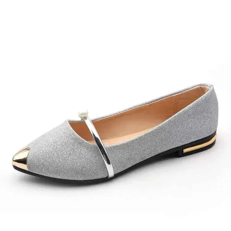 Low Heel Loafers Women Pointed Toe Pumps Elegant Flat Dress Shoes for Ladies - Allen-Fitness
