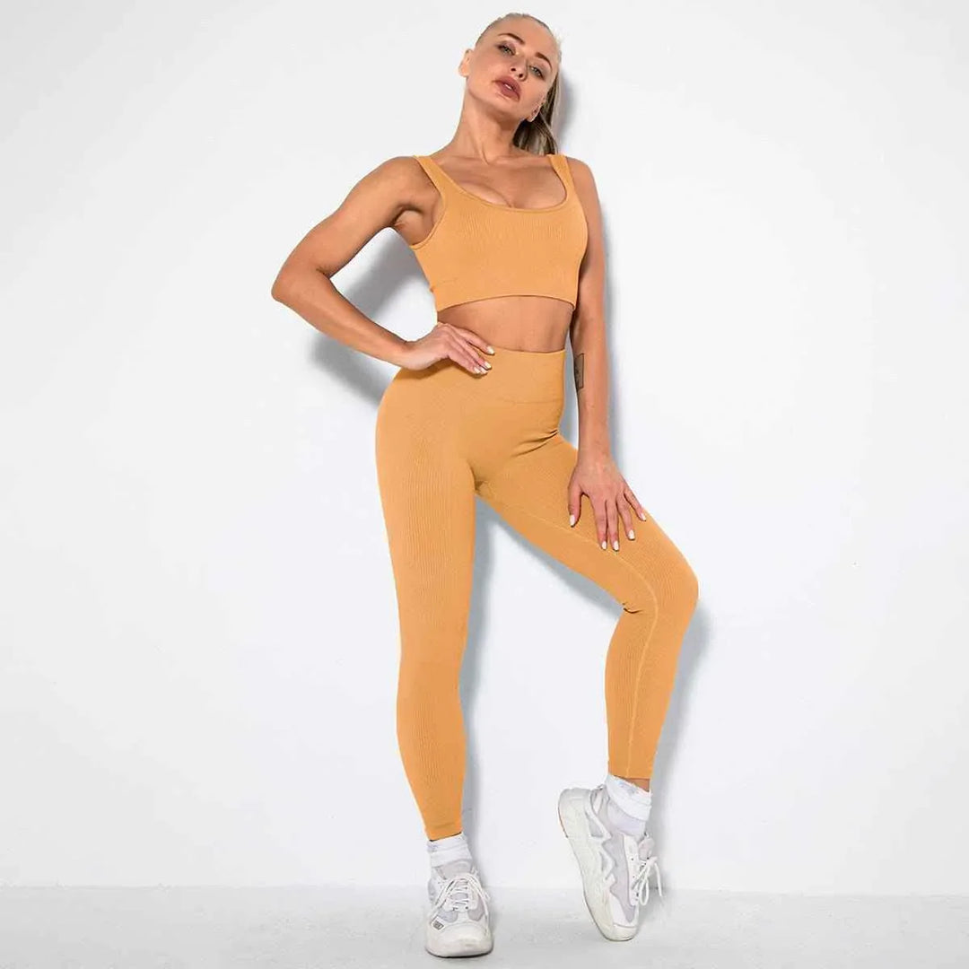 Seamless Sexy 2 Piece Active Wear Set - Women&