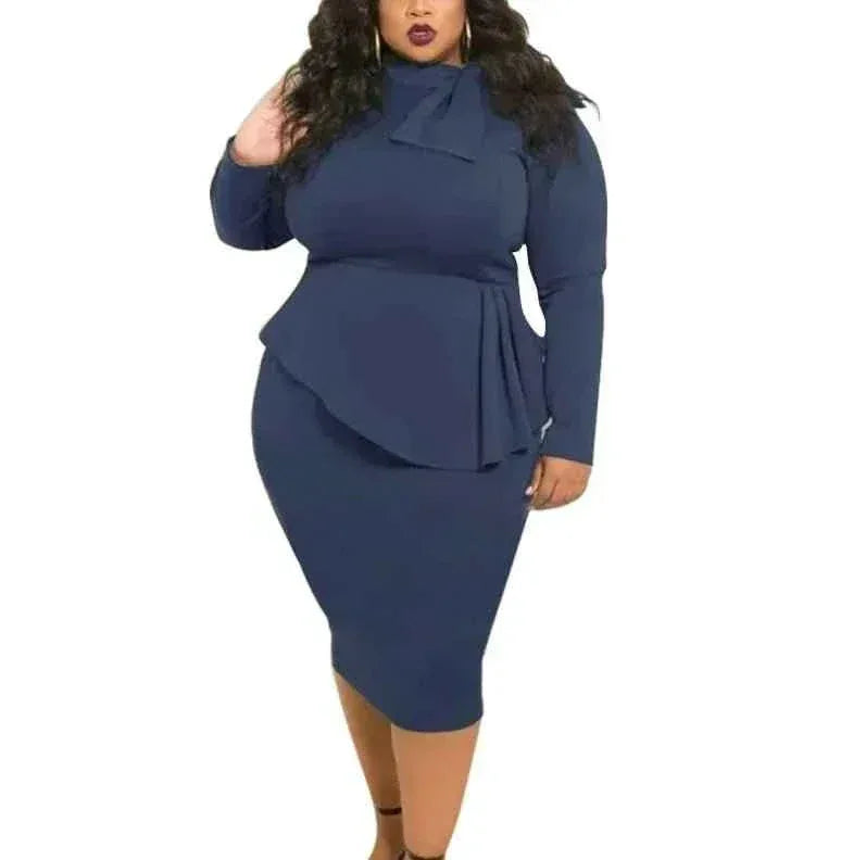 Newest Autumn Winter Women Large Size Short Dresses Bow Long Sleeve Dress Women Casual Clothing - Allen-Fitness