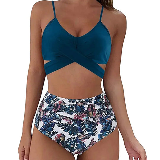 Summer Sexy High Waist 2 Piece Swimsuit for Women - Flattering Design, Quick-Drying Fabric - Allen-Fitness