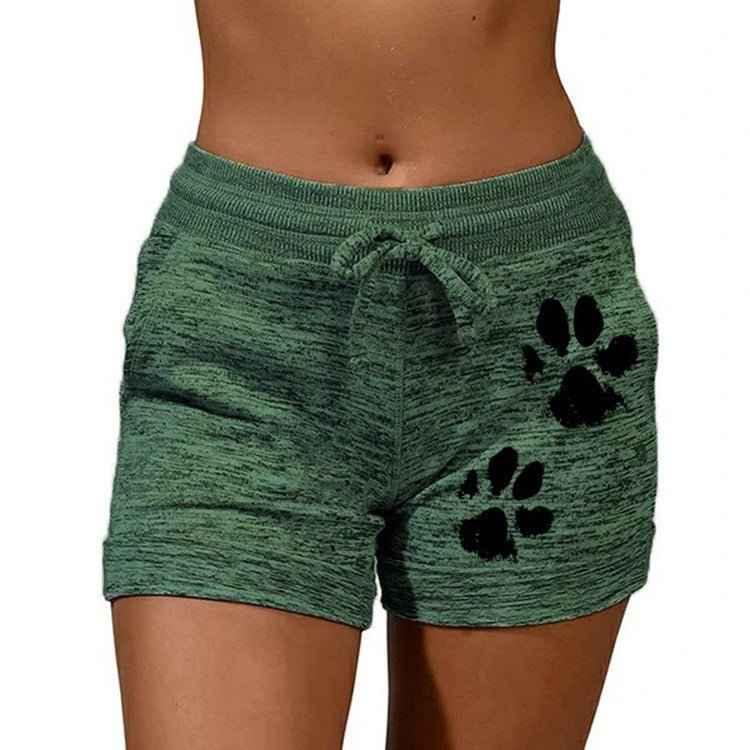 Women Summer Plus Size Shorts Cats Claw Print Drawstring Short Pants Loose Sports Fitness Breathable Shorts - Allen-Fitness