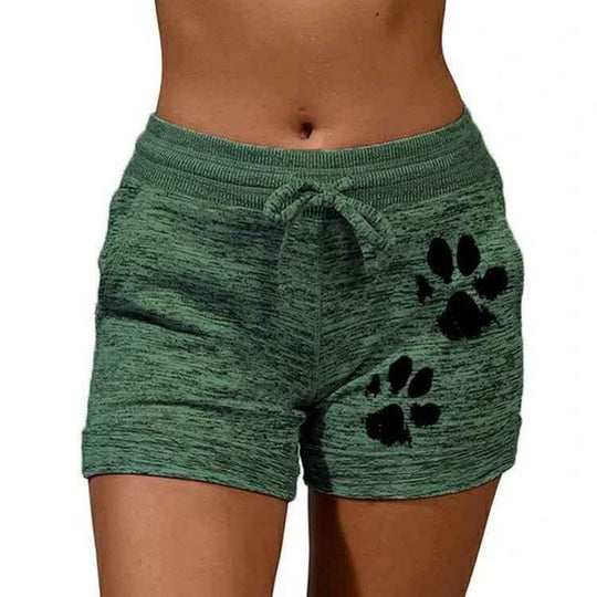 Women Summer Plus Size Shorts Cats Claw Print Drawstring Short Pants Loose Sports Fitness Breathable Shorts - Allen-Fitness