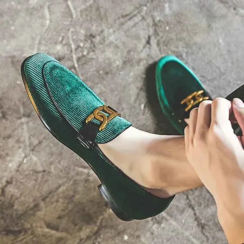 Plus Size 48 Corduroy Material Fashion Men Loafers Shoes Slip On Dress Shoes - Allen-Fitness