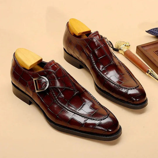 Breathable Genuine Leather Lace-Up Business Shoes for Men - Allen-Fitness