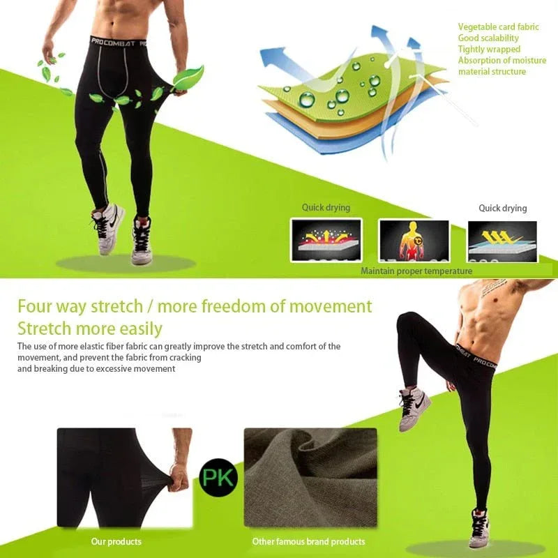Compression Pants Mens Gym Leggings Sport Training Pants Men Running Tights Trousers Men Sportswear Dry Quick Fit Jogging Pants - Allen-Fitness