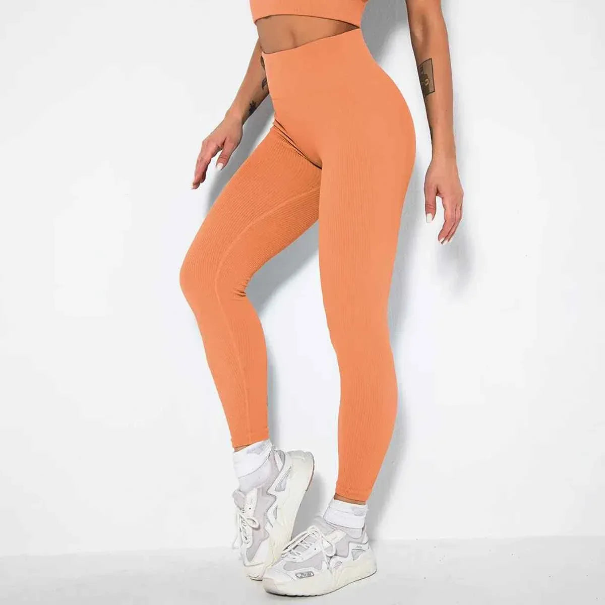 Women High Waist Seamless Yoga Gym Leggings – Elastic, Solid, Simple Style – Fitness Workout Leggings for Women - Allen-Fitness