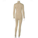 Fall Solid Long Sleeves yoga Rompers Women Ladies jogging wear new style One Piece stretch bodycon Jumpsuit - Allen-Fitness
