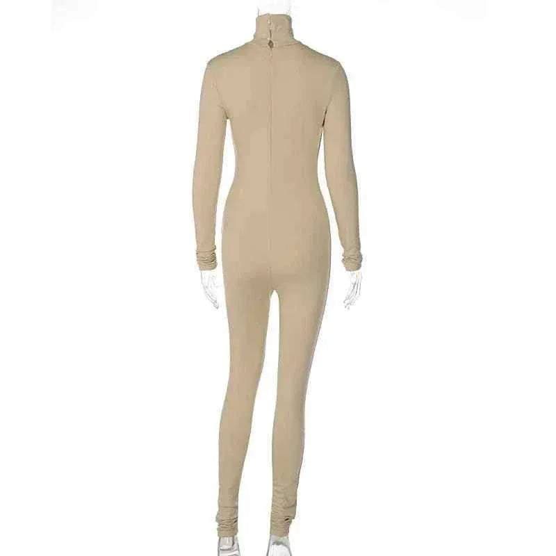 Fall Solid Long Sleeves yoga Rompers Women Ladies jogging wear new style One Piece stretch bodycon Jumpsuit - Allen-Fitness