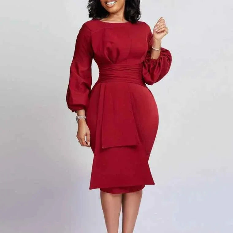 Latest Design Spring And Autumn Bodycon Pencil Dress For Ladies Office Dresses Women Formal Dresses - Allen-Fitness